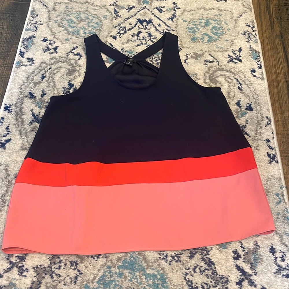 SP Ann Taylor halter top- navy & coral color block,EUC